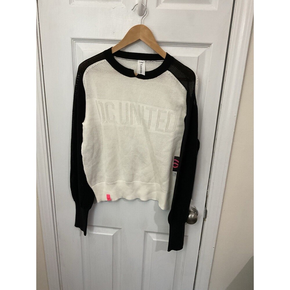 Lusso DC United Women’s  XL Waffle-Knit Colorblock Crewneck Raglan Sweater